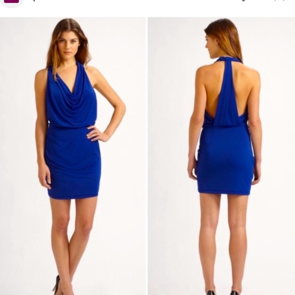 BCBG Cobalt Blue Cowl Mini  Dress